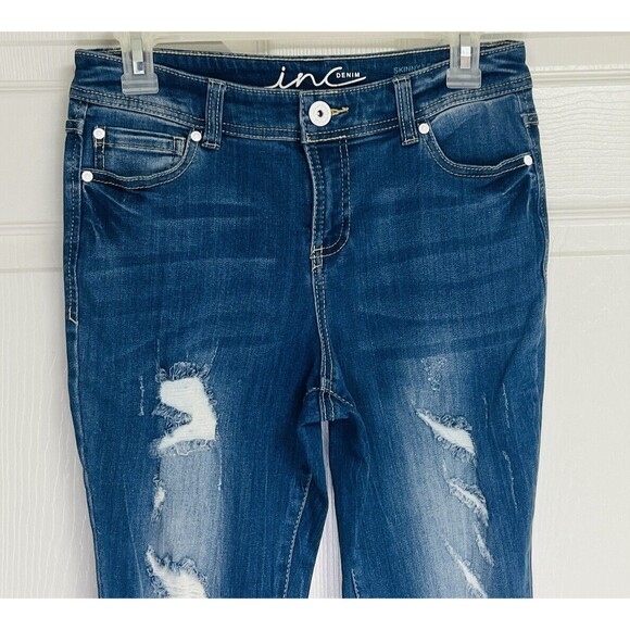 Inc Denim International Concepts Siz 2 Raw Frayed-Hem Skinny Leg Reg Fit Jeans - Picture 3 of 9